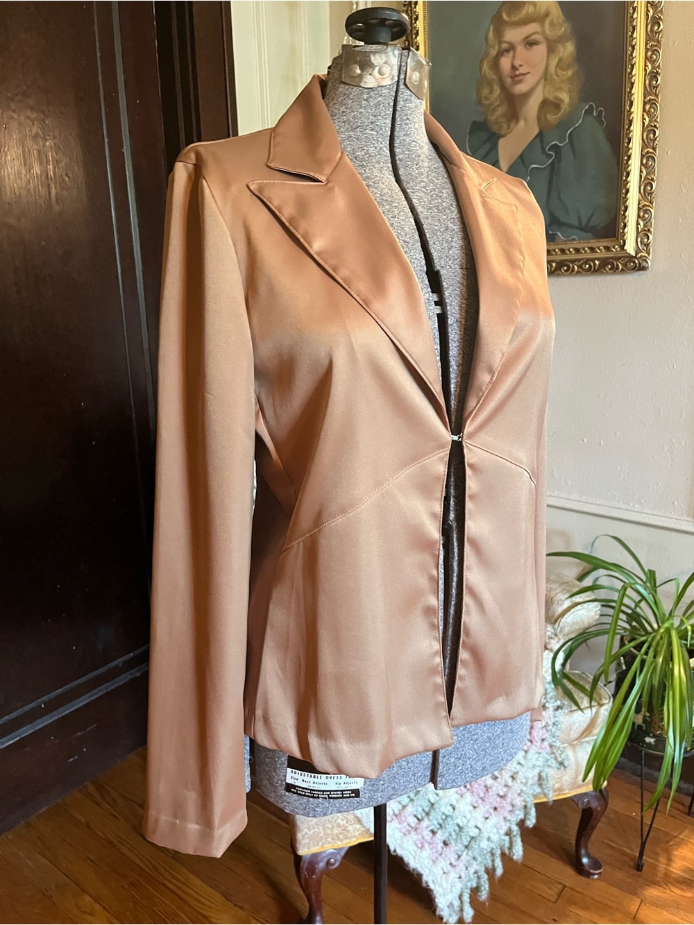 Women's Satin-Look Gold Blazer Jacket